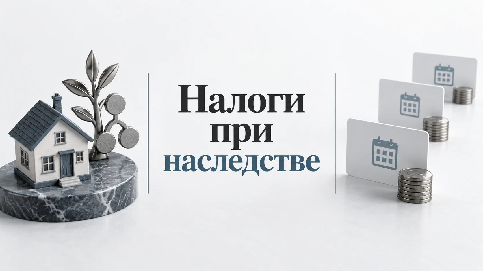 Полученное имущество и последующие платежи наследника показаны как разные события